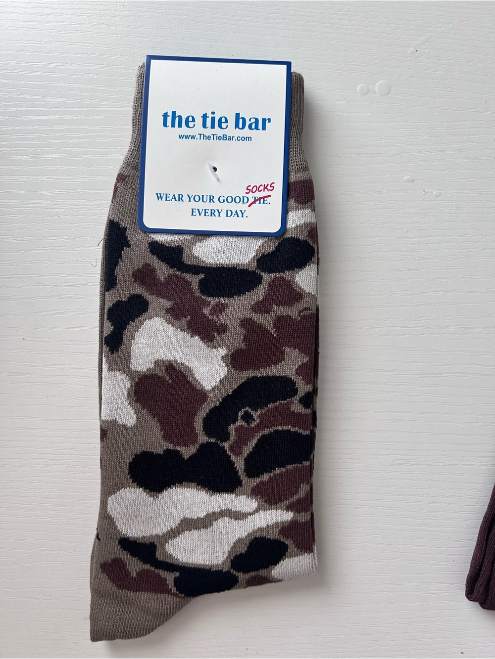 The Tie Bar Brown & Black Camo Crew Socks